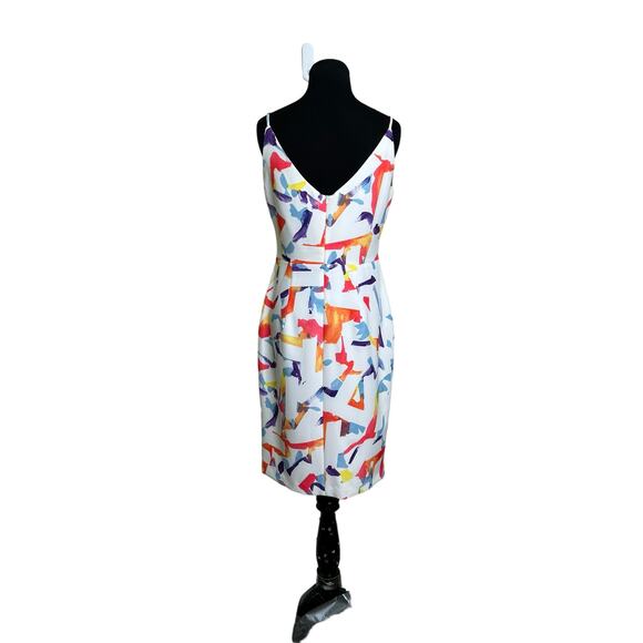 Black Halo White Vibrant Print Liaison Jevette Sheath Dress Size 6 - Picture 7 of 15